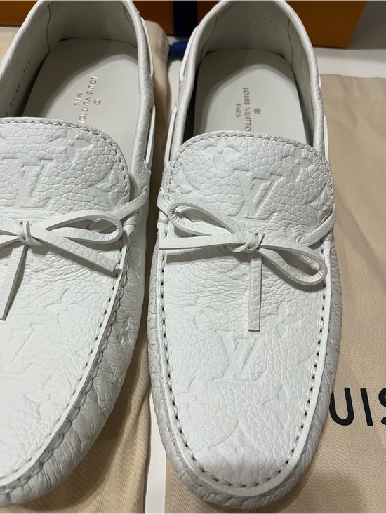 Louis Vuitton White Embossed Leather Driving Loafers main image 3